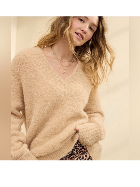 aerie Sweaters - NWT Aerie V-Neck Teddy Boucle Sweater in koko brown XL